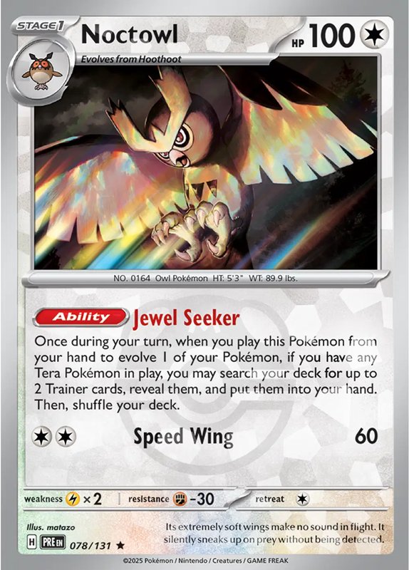 Noctowl (Master Ball Pattern) — Prismatic Evolutions 078/131