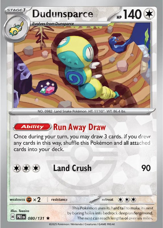 Dudunsparce (Master Ball Pattern) — Prismatic Evolutions 080/131
