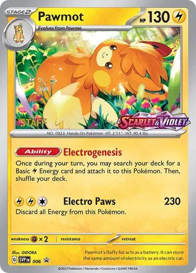 Pawmot (Prerelease) [Staff] — Scarlet & Violet Promo 006