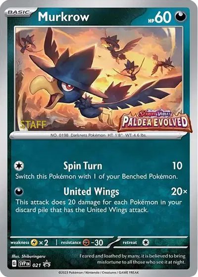 Murkrow (Prerelease) [Staff] — Scarlet & Violet Promo 021