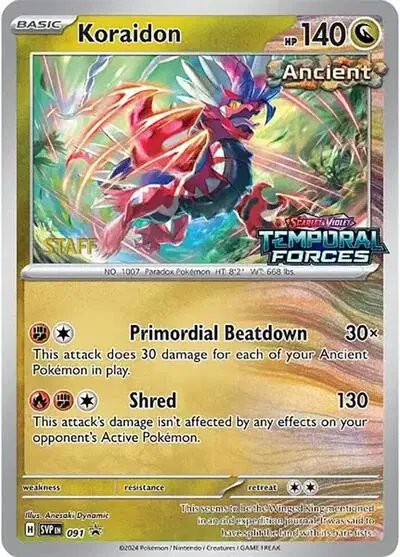 Koraidon (Prerelease) [Staff] — Scarlet & Violet Promo 091