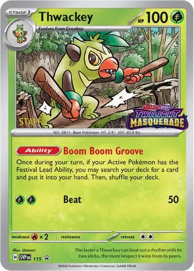 Thwackey (Prerelease) [Staff] — Scarlet & Violet Promo 115