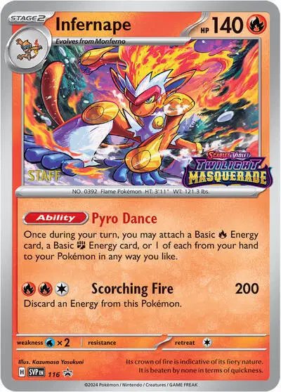 Infernape (Prerelease) [Staff] — Scarlet & Violet Promo 116