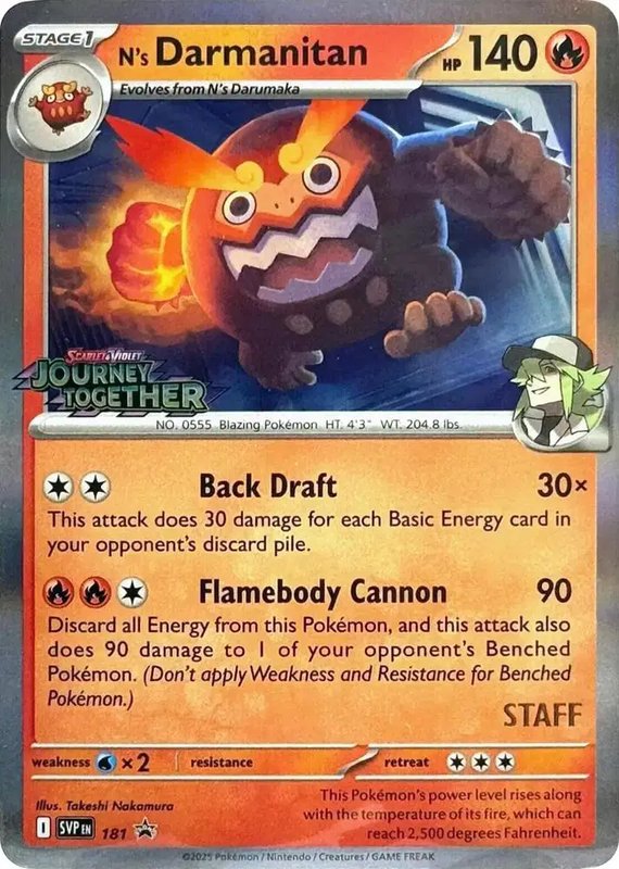 N's Darmanitan (Prerelease) [Staff] — Scarlet & Violet Promo 181