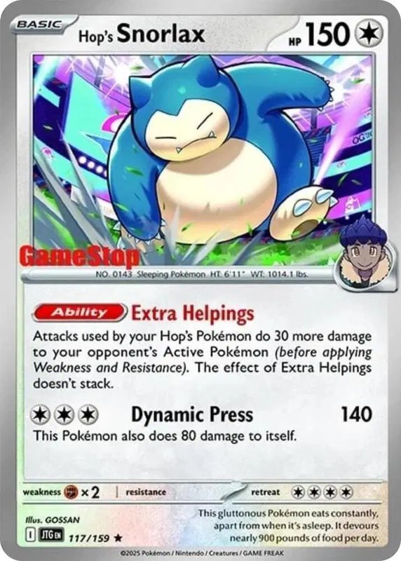 Hop's Snorlax (GameStop) (Cosmos Holo) — Scarlet & Violet Promo 117/159