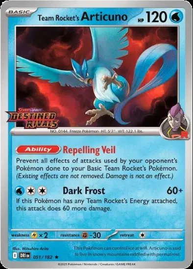Team Rocket's Articuno (Destined Rivals Stamp) — Scarlet & Violet Promo 051/182