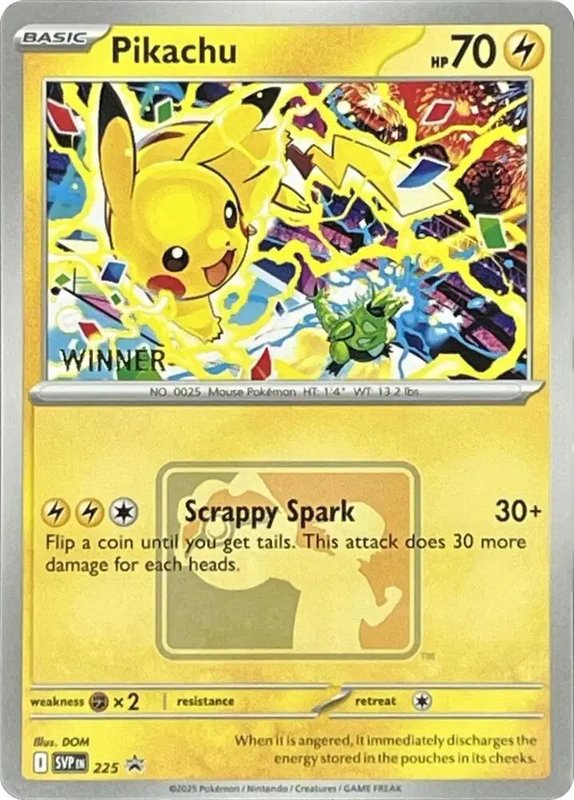 Pikachu - 225 (World Championship 2025) [Winner] — Scarlet & Violet Promo 225