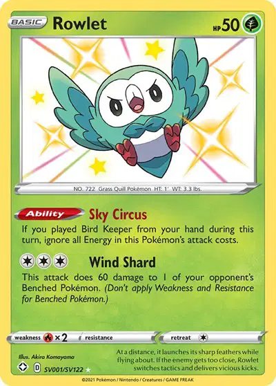 Rowlet — Shining Fates: Shiny Vault SV001/SV122