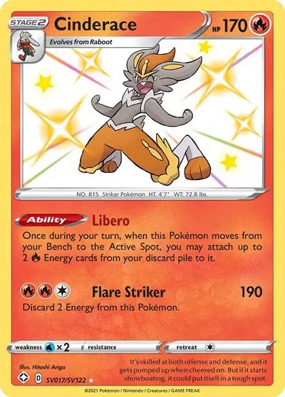 Cinderace — Shining Fates: Shiny Vault SV017/SV122