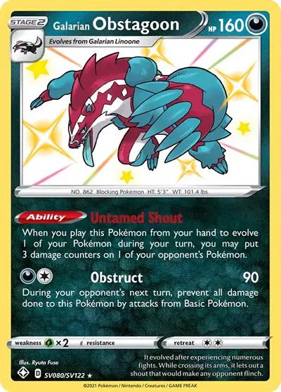 Galarian Obstagoon — Shining Fates: Shiny Vault SV080/SV122
