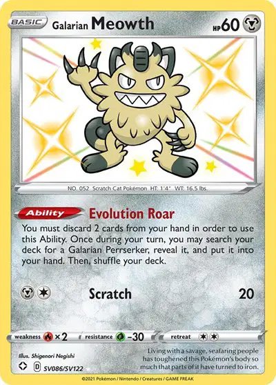 Galarian Meowth — Shining Fates: Shiny Vault SV086/SV122