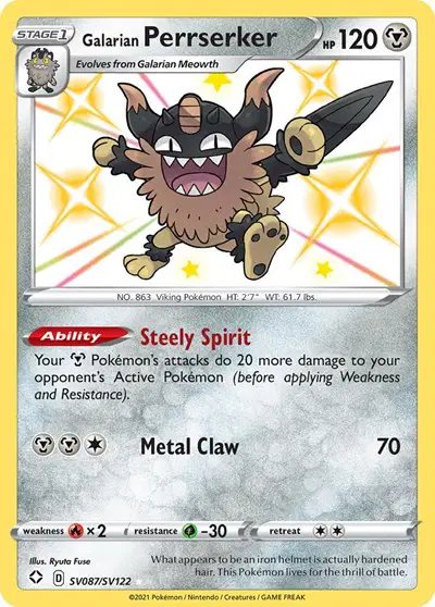 Galarian Perrserker — Shining Fates: Shiny Vault SV087/SV122