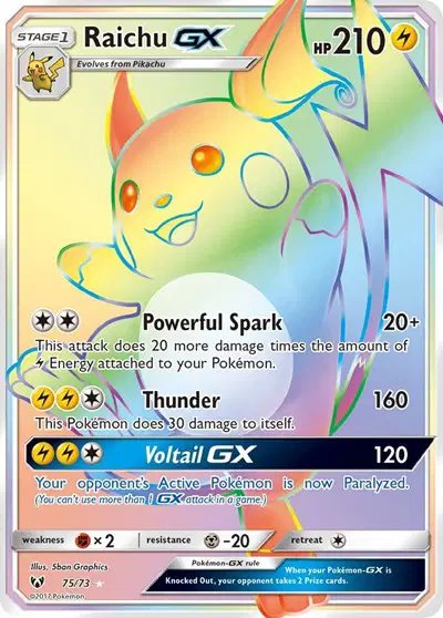 Raichu GX (Secret) — Shining Legends 75