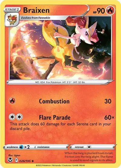 Braixen — Silver Tempest 026/195