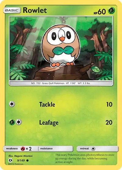 Rowlet — Sun & Moon Base Set 9