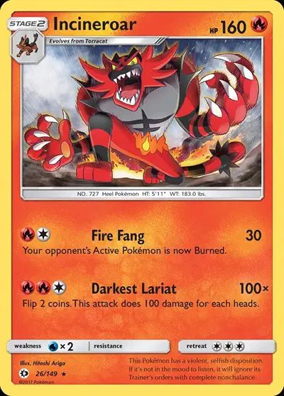 Incineroar — Sun & Moon Base Set 26