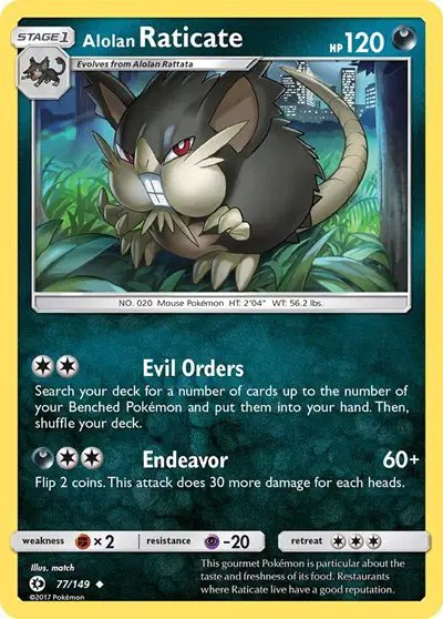 Alolan Raticate — Sun & Moon Base Set 77