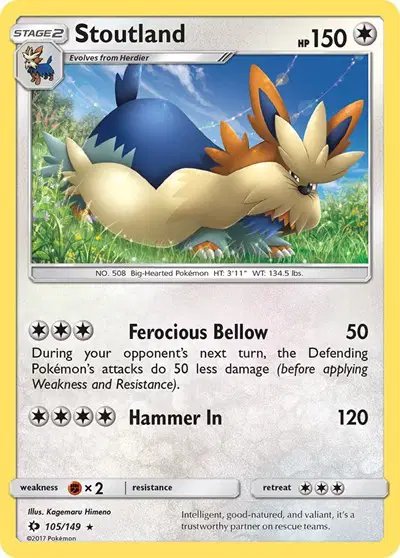 Stoutland — Sun & Moon Base Set 105
