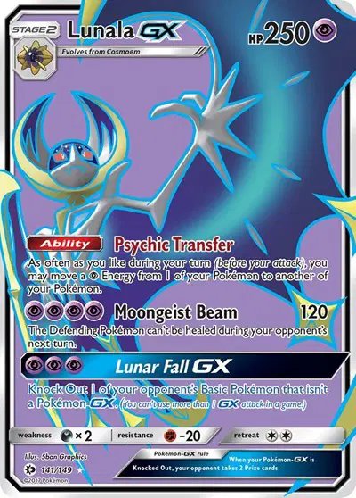 Lunala GX (Full Art) — Sun & Moon Base Set 141