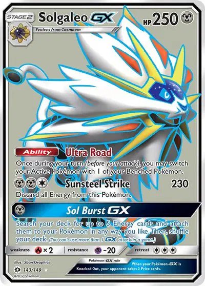 Solgaleo GX (Full Art) — Sun & Moon Base Set 143