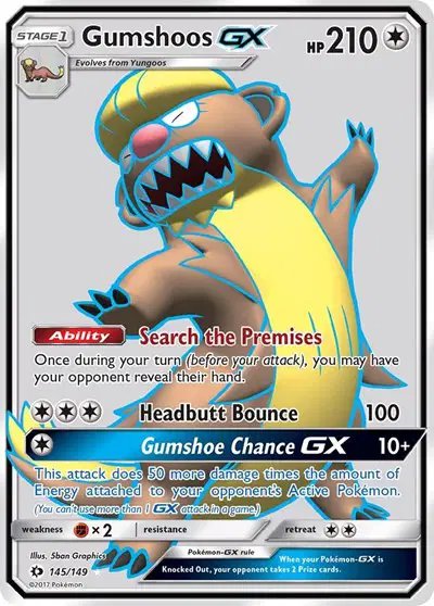 Gumshoos GX (Full Art) — Sun & Moon Base Set 145
