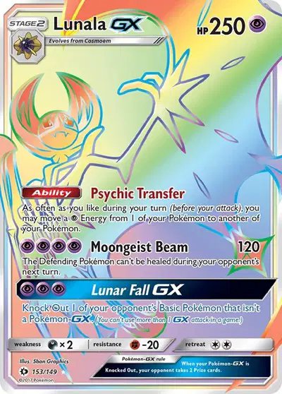Lunala GX (Secret) — Sun & Moon Base Set 153