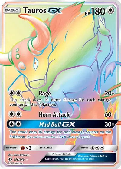 Tauros GX (Secret) — Sun & Moon Base Set 156