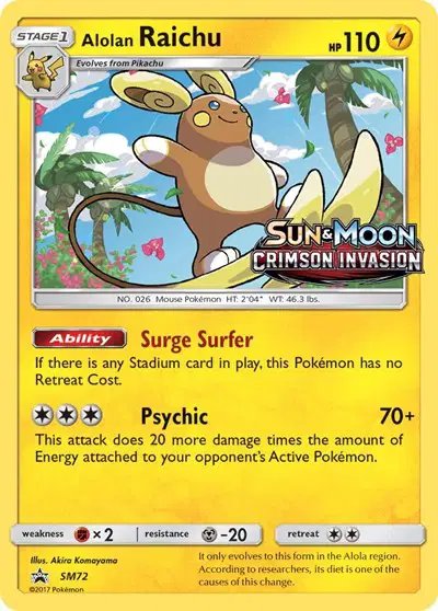Alolan Raichu (Prerelease) — Sun & Moon Promo SM72