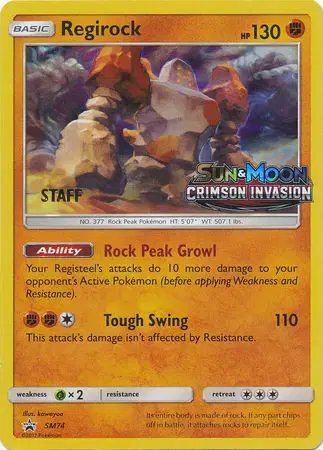 Regirock (Staff Prerelease) — Sun & Moon Promo SM74
