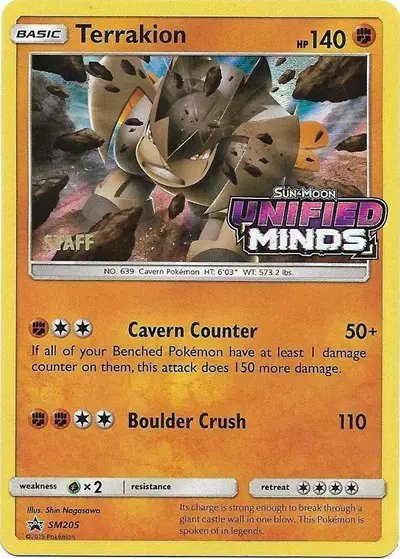 Terrakion (Staff Prerelease) — Sun & Moon Promo SM205