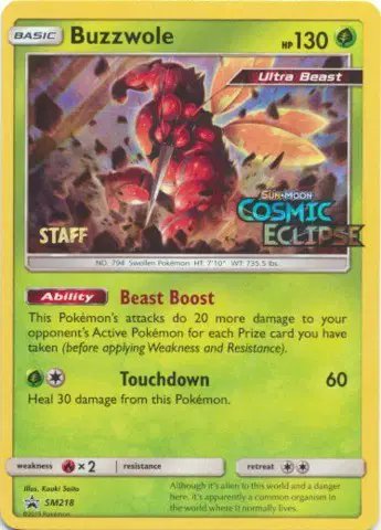 Buzzwole (Staff Prerelease) — Sun & Moon Promo SM218