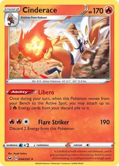 Cinderace (034) — Sword & Shield Base Set 034/202