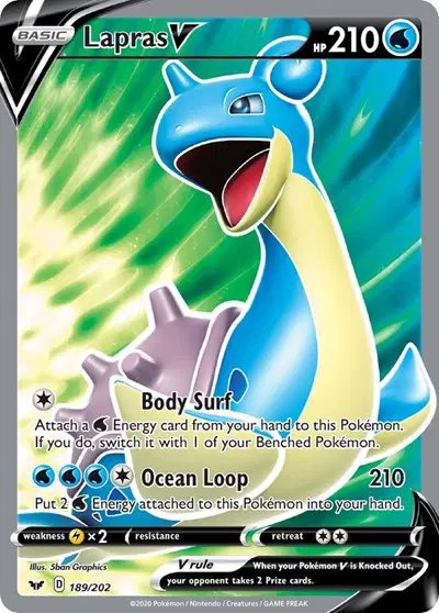 Lapras V (Full Art) — Sword & Shield Base Set 189/202
