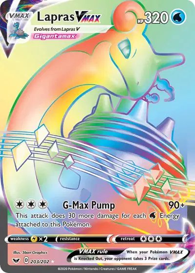 Lapras VMAX (Secret) — Sword & Shield Base Set 203/202