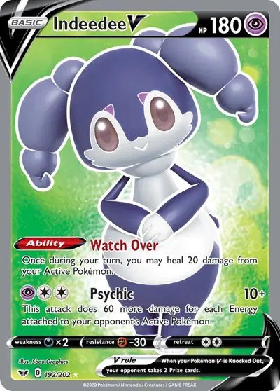 Indeedee V (Full Art) — Sword & Shield Base Set 192/202