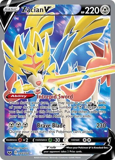 Zacian V (Full Art) — Sword & Shield Base Set 195/202