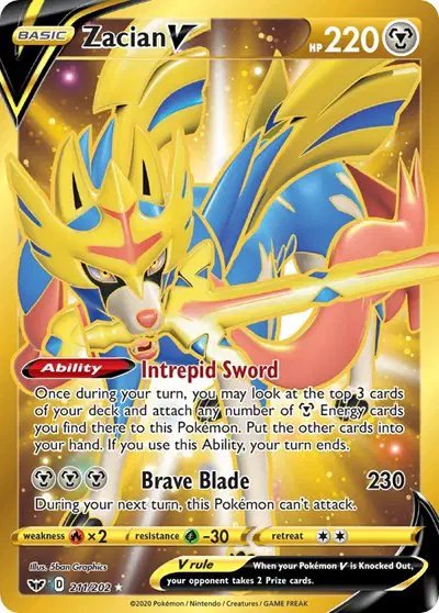 Zacian V (Secret) — Sword & Shield Base Set 211/202