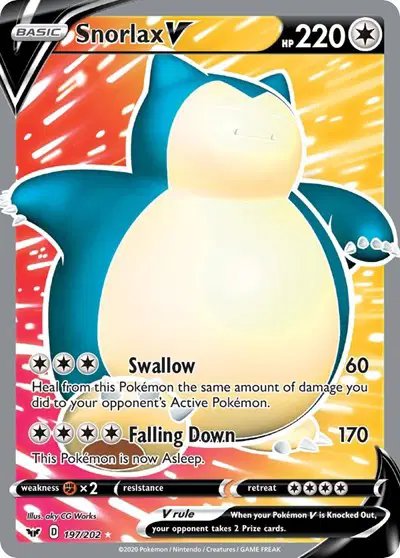 Snorlax V (Full Art) — Sword & Shield Base Set 197/202