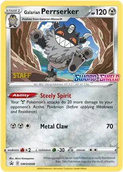 Galarian Perrserker (Prerelease) [Staff] — Sword & Shield Promo SWSH008