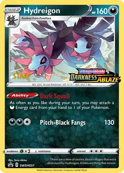 Hydreigon (Prerelease) [Staff] — Sword & Shield Promo SWSH037