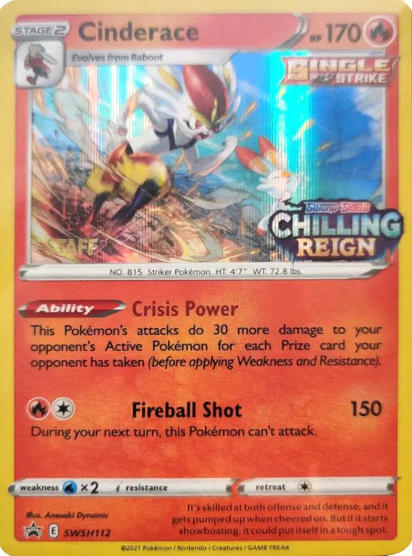 Cinderace (Staff Prerelease) — Sword & Shield Promo SWSH112