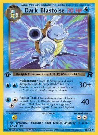 Dark Blastoise (1st Edition) — Team Rocket 20/82