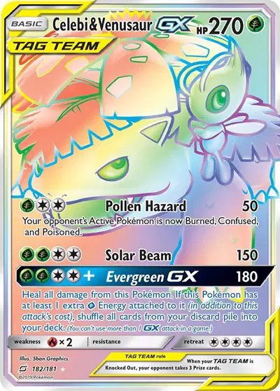 Celebi & Venusaur GX (Secret) — Team Up 182