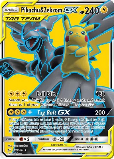 Pikachu & Zekrom GX (Full Art) — Team Up 162