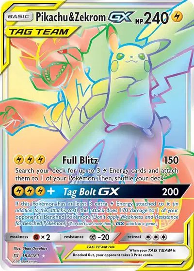 Pikachu & Zekrom GX (Secret) — Team Up 184