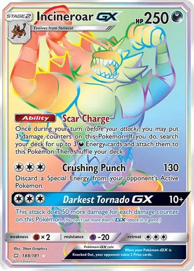 Incineroar GX (Secret) — Team Up 188