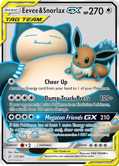 Eevee & Snorlax GX (Full Art) — Team Up 171