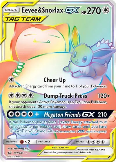 Eevee & Snorlax GX (Secret) — Team Up 191