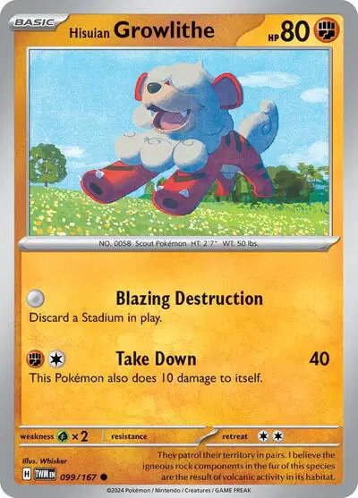 Hisuian Growlithe — Twilight Masquerade 099/167