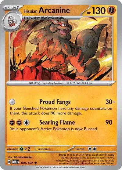 Hisuian Arcanine — Twilight Masquerade 100/167